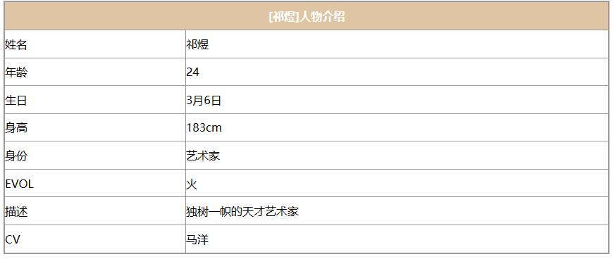 恋与深空祁煜人物介绍